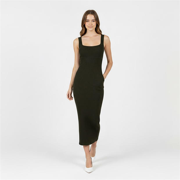 chinese dress ladies Black Ribbed Maxi Jumper  BLANK