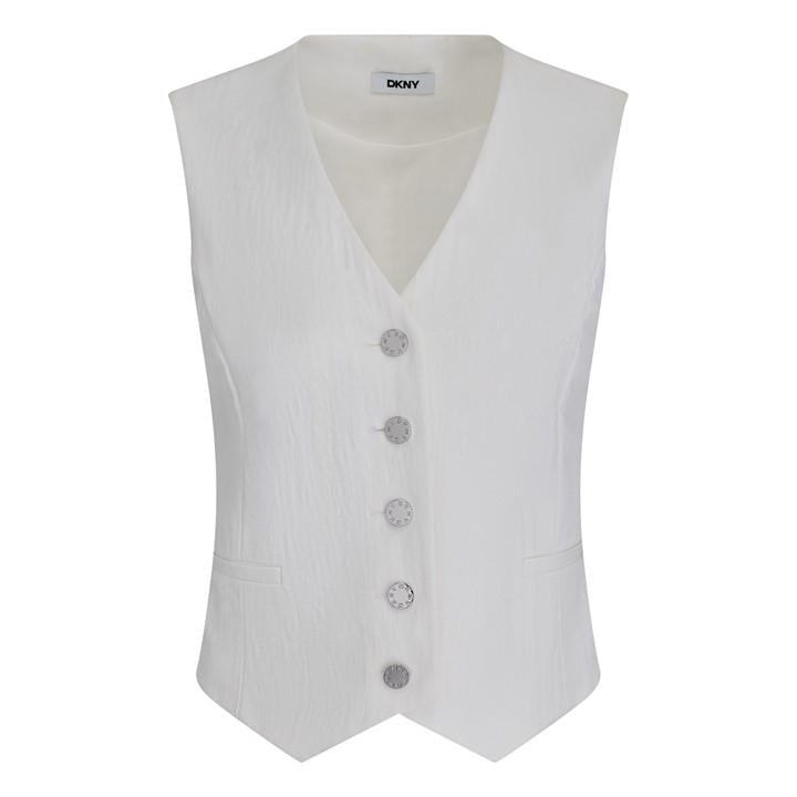 Dkny Women's White Waistcoat in Size 16, Sports Direct