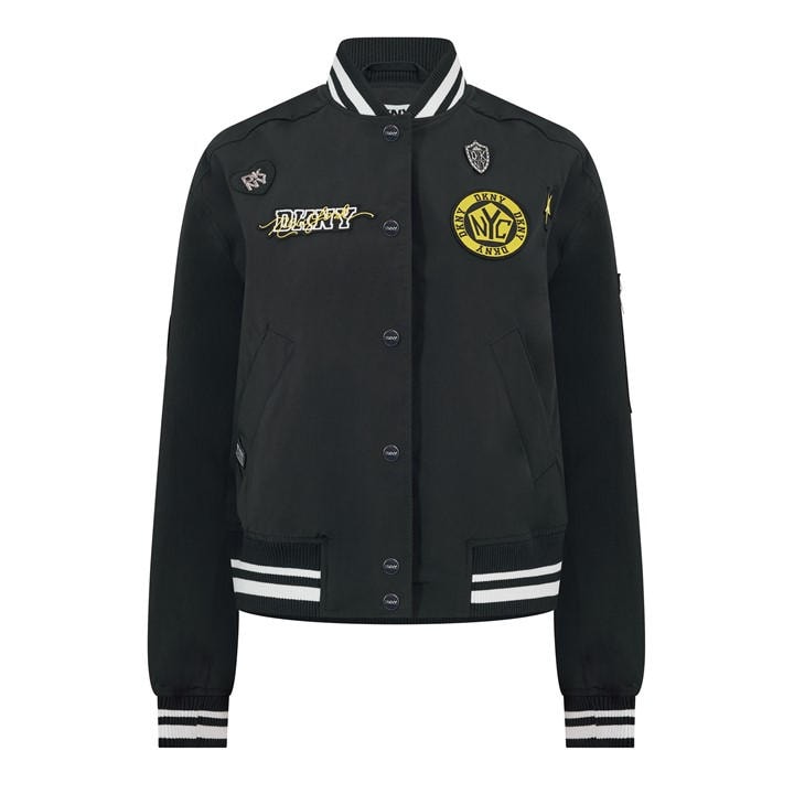 Dkny Women's Black Varsity Jacket in Size 8, Sports Direct