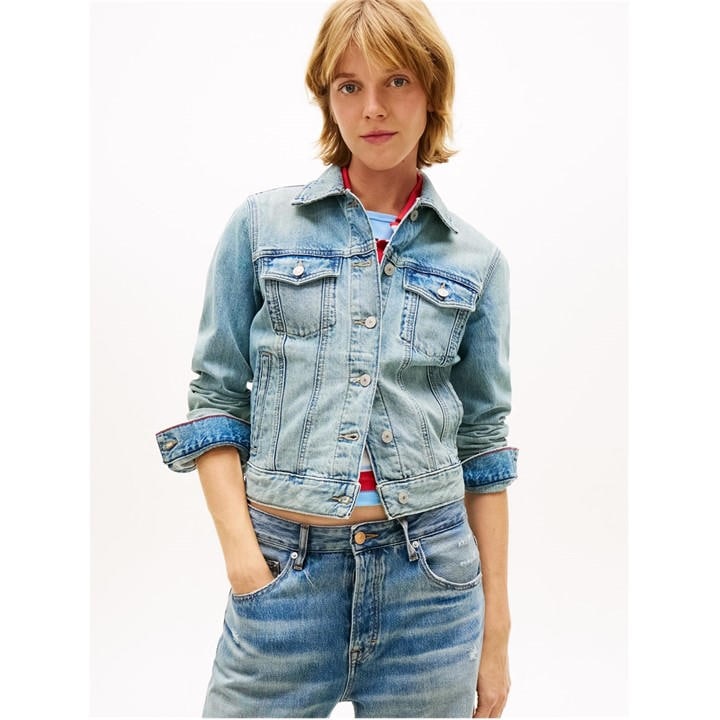 Tommy Jeans Women's Blue Denim Jacket in Size 12, Sports Direct