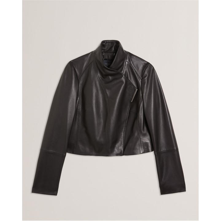 Ted Baker Women's Black Leather Jacket in Size 8, Sports Direct