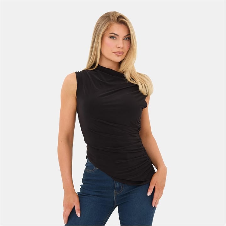 I Saw It First Women's Black Asymmetric Top in Size 14, Sports Direct