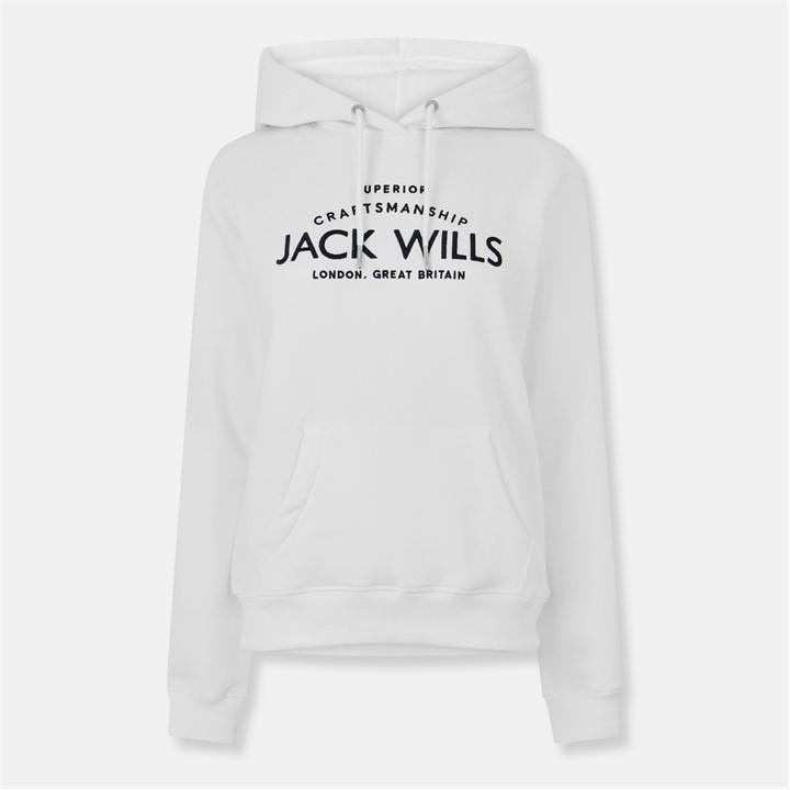 Jack Wills Women's White Hunston Graphic Logo Hoodie in Size 6, Sports Direct