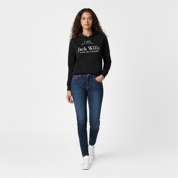 Black - Jack Wills - Hunston Graphic Logo Hoodie