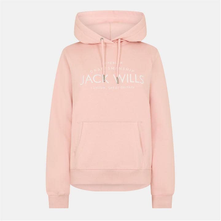 Jack Wills Women's Pink Hunston Graphic Logo Hoodie in Size 18, Sports Direct