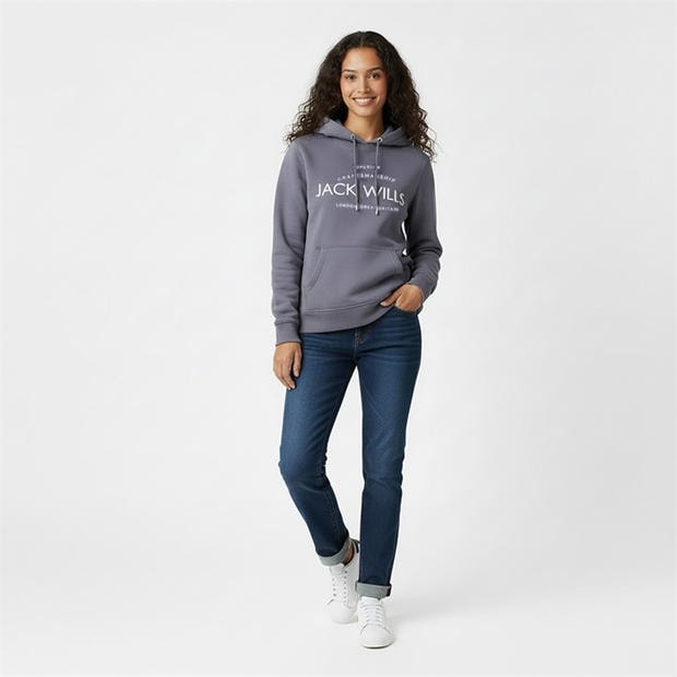 Dusky Blue - Jack Wills - Hunston Graphic Logo Hoodie