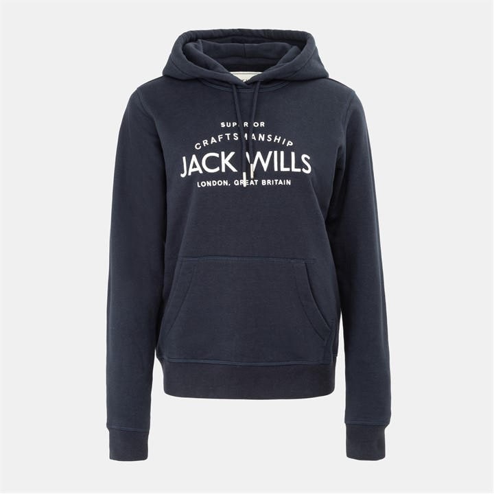 Jack Wills Women's Blue Hunston Graphic Logo Hoodie in Size 6, Sports Direct