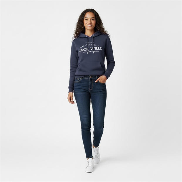Navy - Jack Wills - Hunston Graphic Logo Hoodie