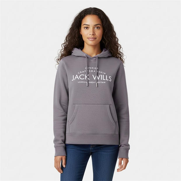 Dusky Blue - Jack Wills - Hunston Graphic Logo Hoodie