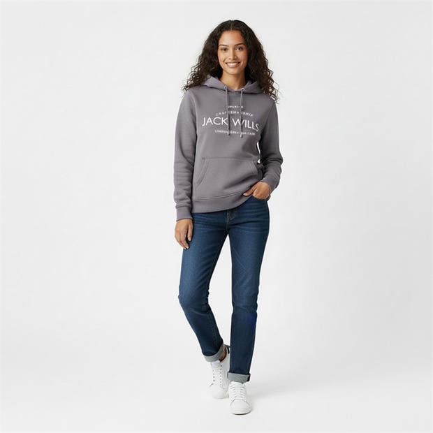 Dusky Blue - Jack Wills - Hunston Graphic Logo Hoodie