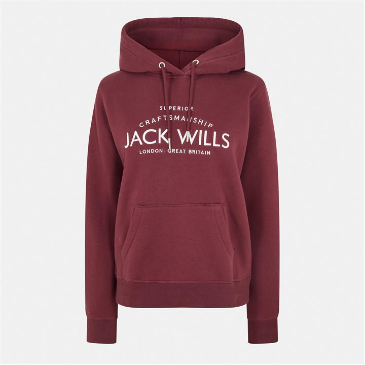Jack Wills Women's Purple Hunston Graphic Logo Hoodie in Size 12, Sports Direct