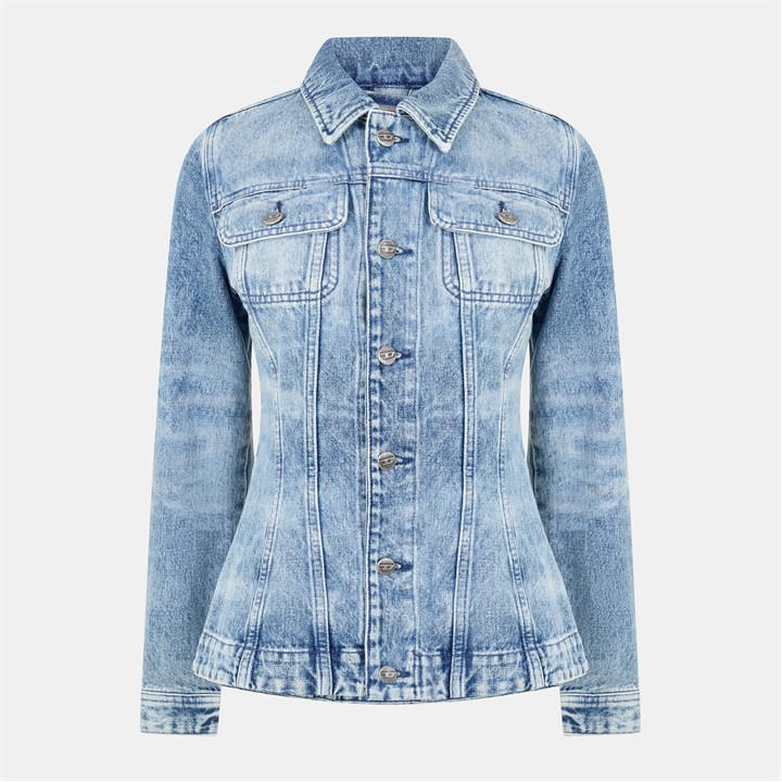 Diesel Women's Blue De-Katerinfsh Washed Long Sleeve Button Denim Jacket in Size XS, Sports Direct