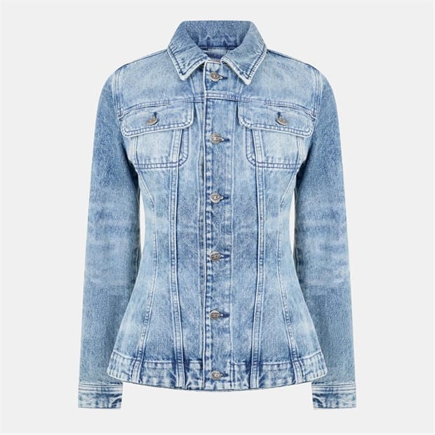 01 - DIESEL - Women's De-Katerinfsh Washed Long Sleeve Button Denim Jacket