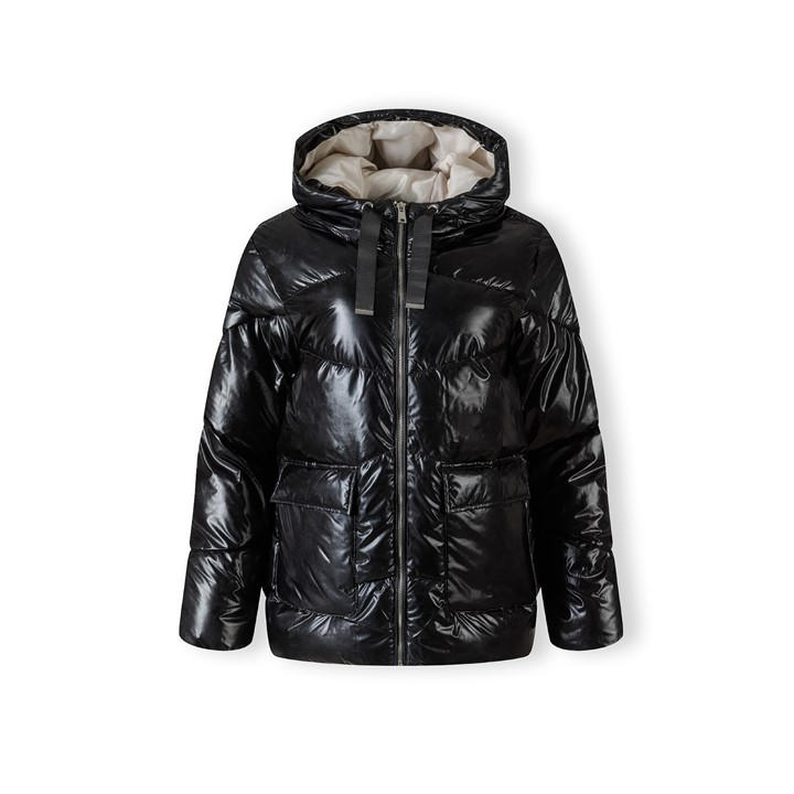 Minoti Women's Black Quilted Short Hooded Jacket With Zip And Pockets in Size 14, Sports Direct