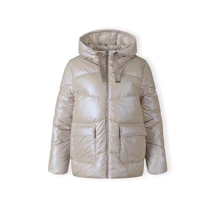 Minoti Women's Neutral Quilted Short Jacket With Hood Zip Pockets Grey in Size 14, Sports Direct