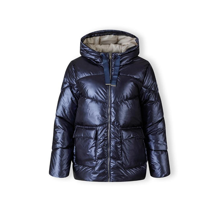 Minoti Women's Blue Quilted Short Hooded Jacket With Zip And Pockets Navy in Size 14, Sports Direct