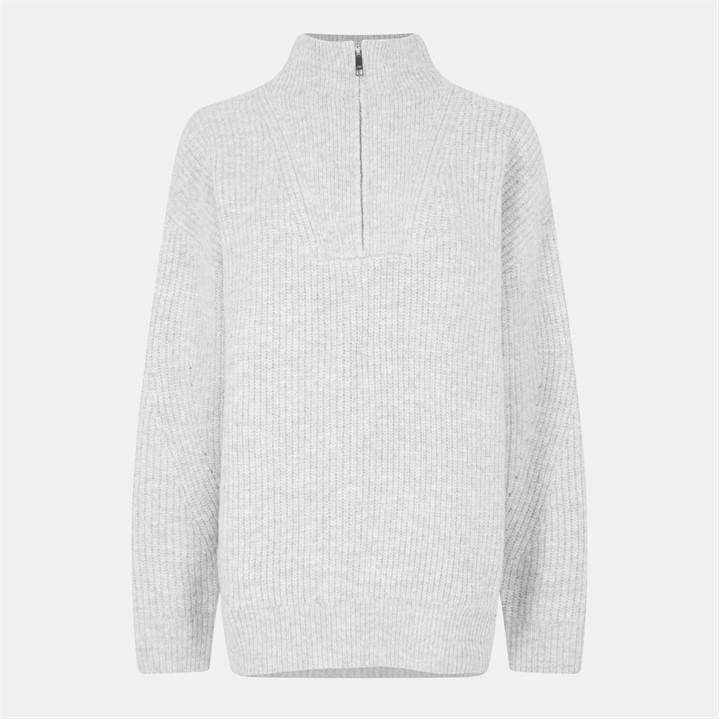 Jack Wills Women's Grey High Neck Zip Knitted Jumper in Size 8, Sports Direct