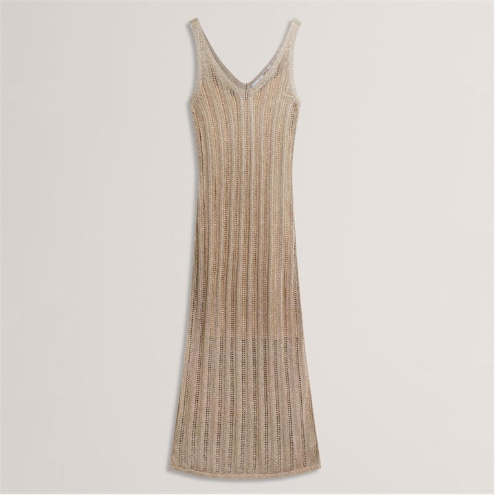 Ted Baker Women's Gold Knitted Dress in Size 14, Sports Direct