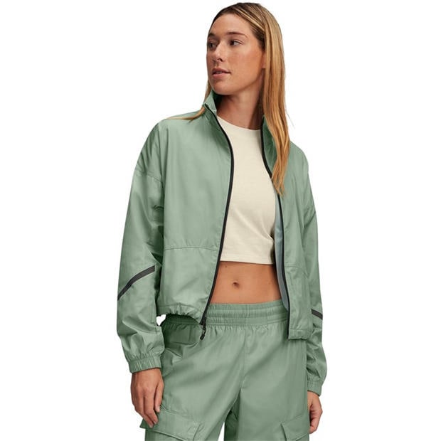 Green - Under Armour - Women's Woven Sheen Performance Training Jacket