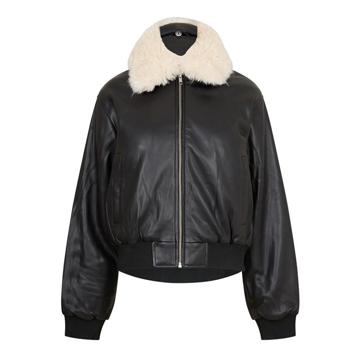 Levis Women's Black Harper Heritage Leather Jacket in Size 8, Sports Direct