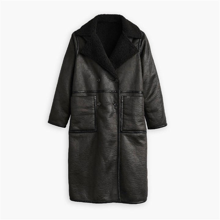 Levis Women's Black Naomi Reverse Trench Coat in Size 12, Sports Direct