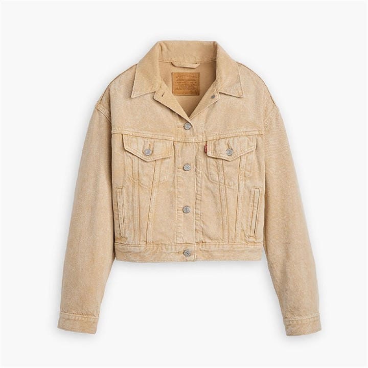 Levis Women's Brown Shrunken Trucker Denim Jacket in Size 10, Sports Direct