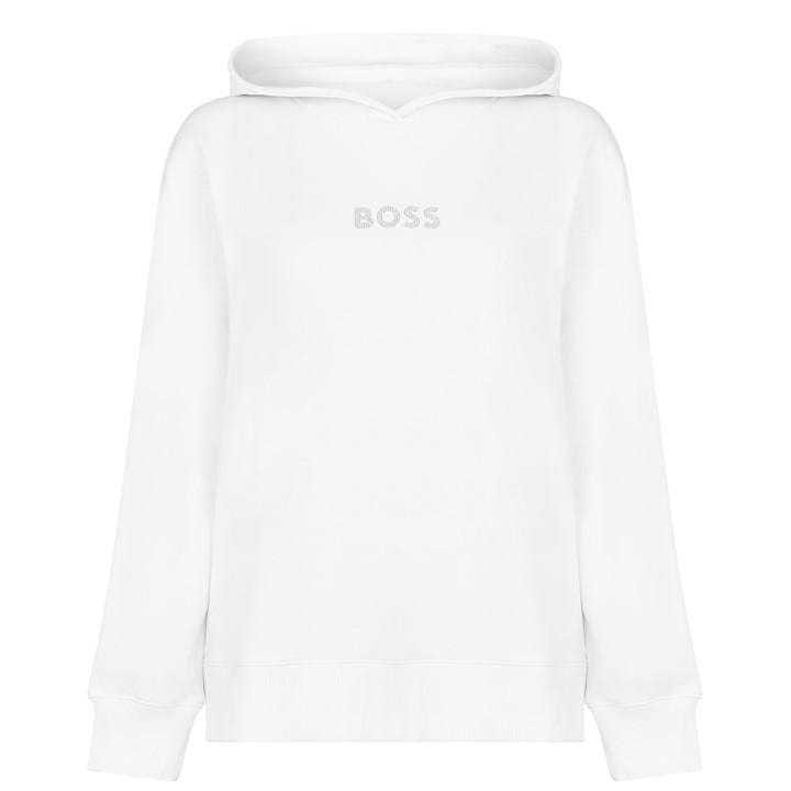 Boss Women's White Edelight Hoodie, Clean Lines, Minimalist Design in Size 8, Sports Direct