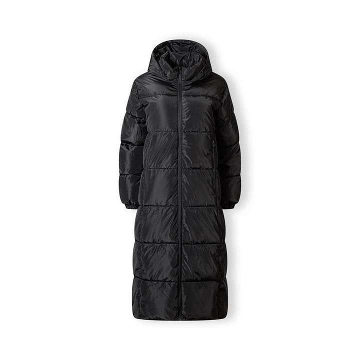 Minoti Women's Black Long Quilted Winter Jacket With Drawstring Hood in Size 16, Sports Direct