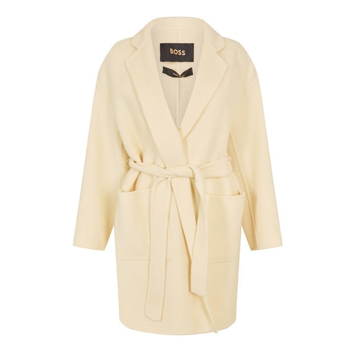 Boss Women's White Cetalyna Overcoat in Size 6, Sports Direct