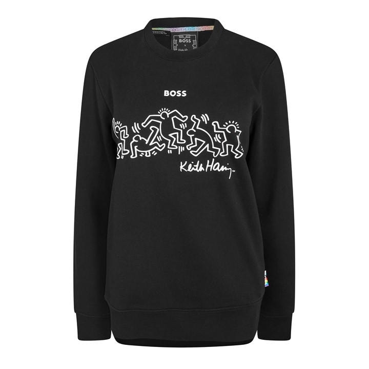 Boss Women's Black W Haring Crew Sweatshirt in Size 18, Sports Direct