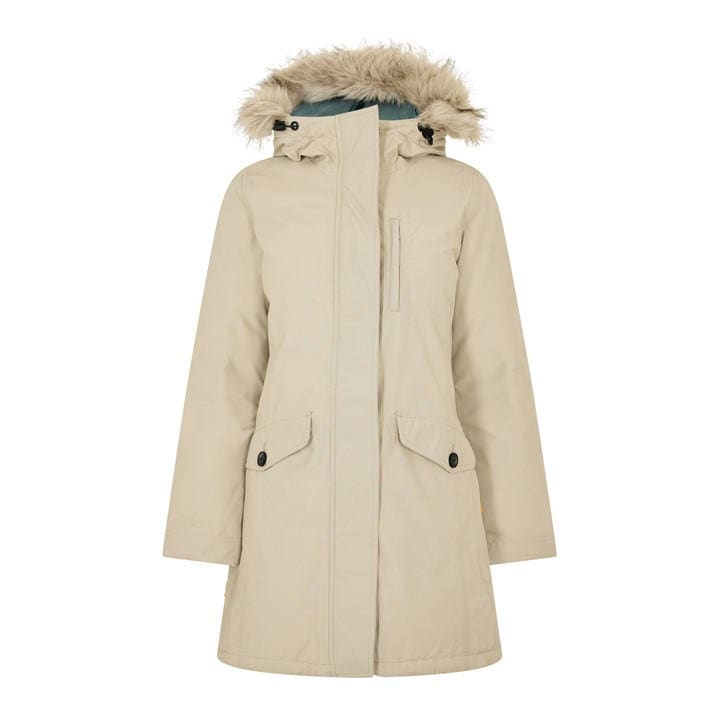 Timberland Women's White Timb Waterproof Parka in Size 16, Sports Direct