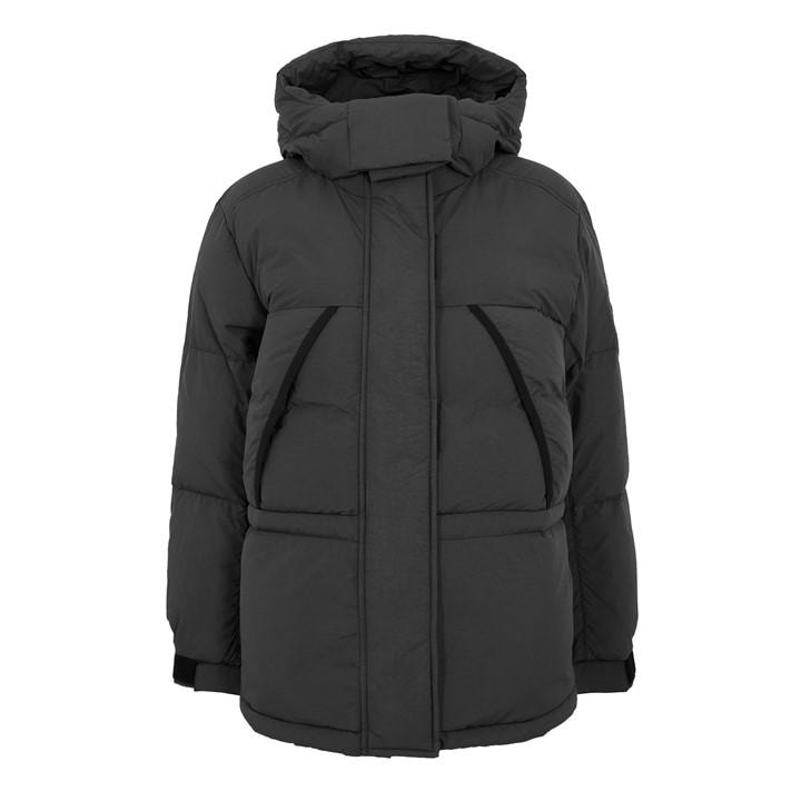Timberland Women's Black Down Puffer Long Puffer Jacket in Size 12, Sports Direct