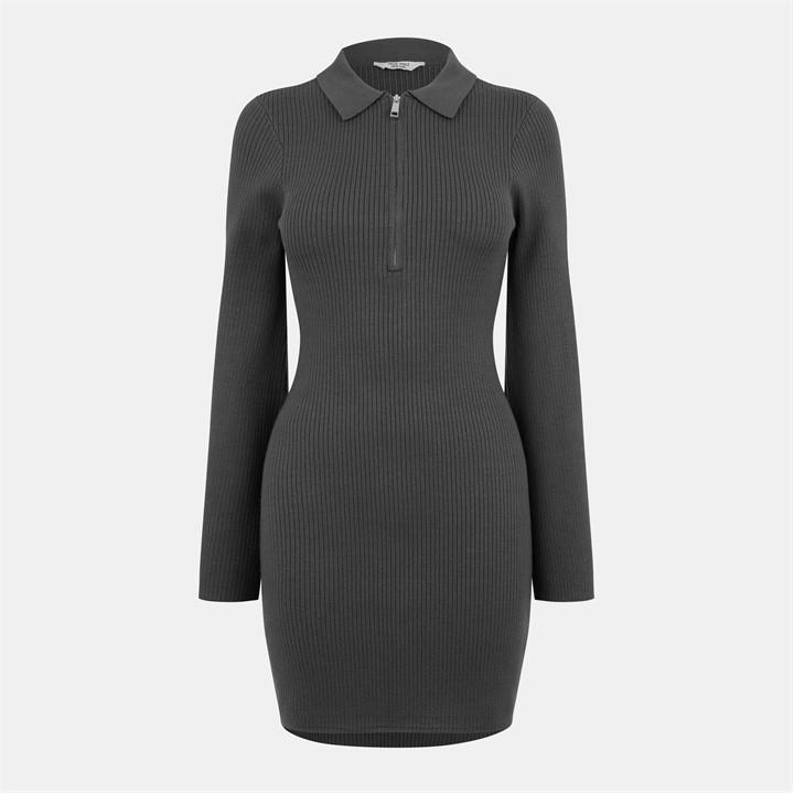 Jack Wills Women's Grey Zipped Mini Knitted Jumper Dress in Size 8, Sports Direct