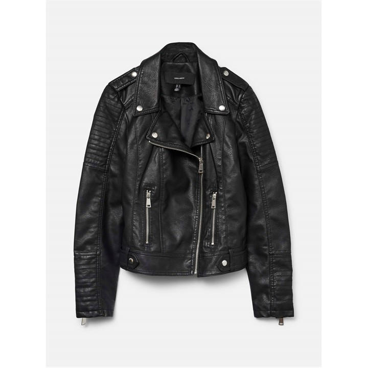 Vero Moda Women's Black Coated Faux Leather Jacket in Size 10, Sports Direct