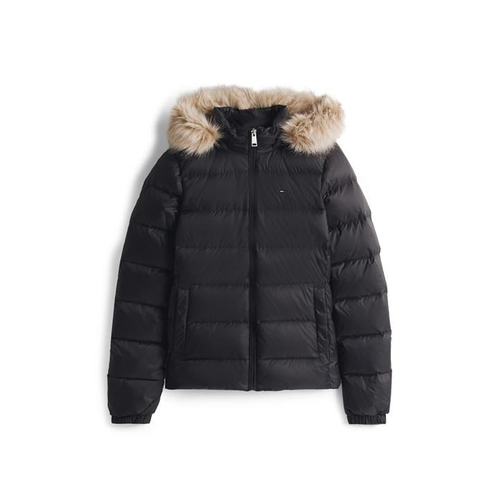 Tommy Jeans Women's Black Tjw Basic Hooded Down Jacket Ext in Size 14, Sports Direct
