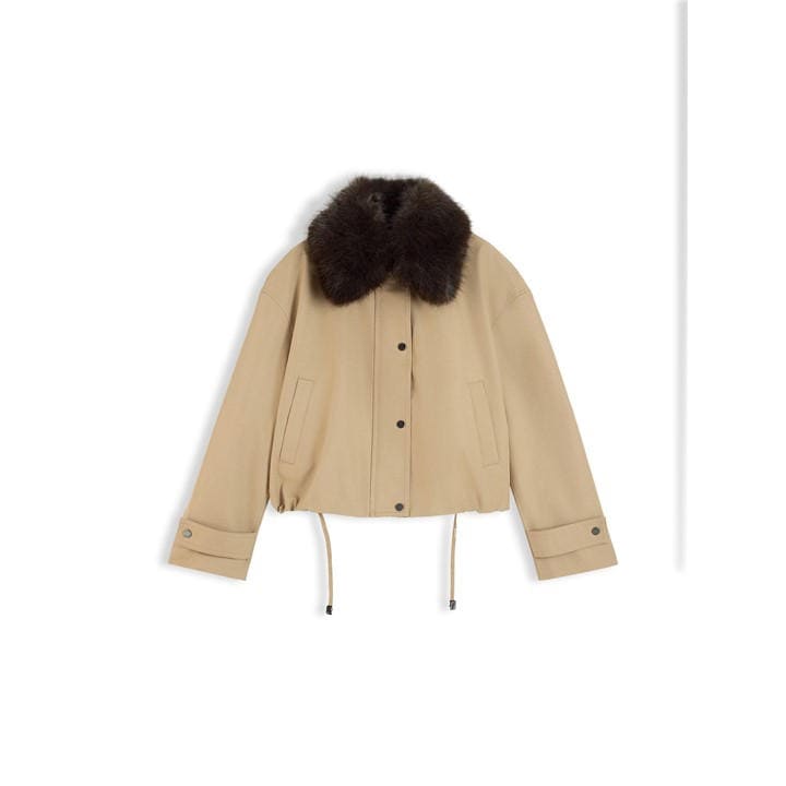 Tommy Hilfiger Women's Beige Tommy Cttn Fur Jkt Ld64 in Size 10, Sports Direct