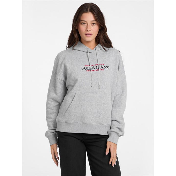 Guess Women's Grey American Pull Over Hoodie in Size 10, Sports Direct