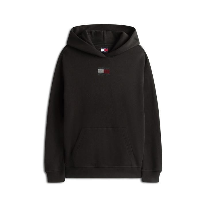 Tommy Jeans Women's Black Tj Flag Hoodie in Size 8, Sports Direct