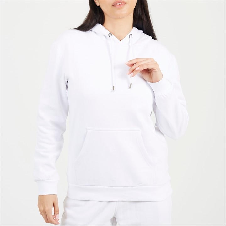 Brave Soul Women's White Pullover Hooded Sweatshirt With Kangaroo Pocket in Size 12, Sports Direct