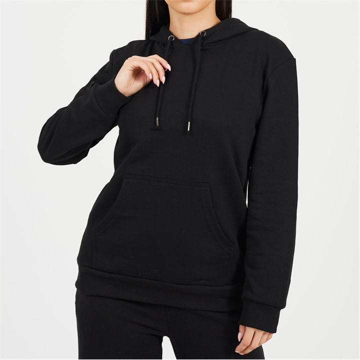 Brave Soul Women's Black Pullover Hooded Sweatshirt With Kangaroo Pocket in Size 14, Sports Direct