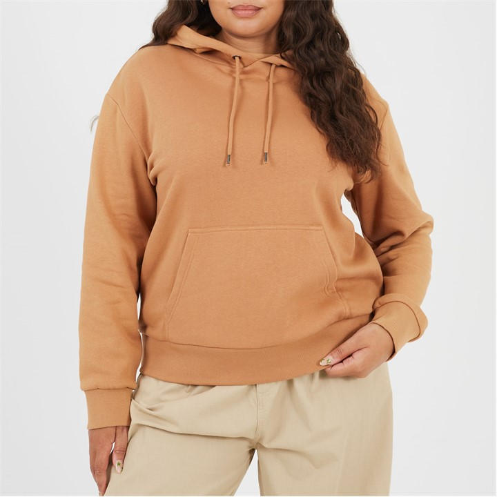 Brave Soul Women's Beige Plus Size Pullover Hooded Sweatshirt With Kangaroo Pocket in Size 22, Sports Direct