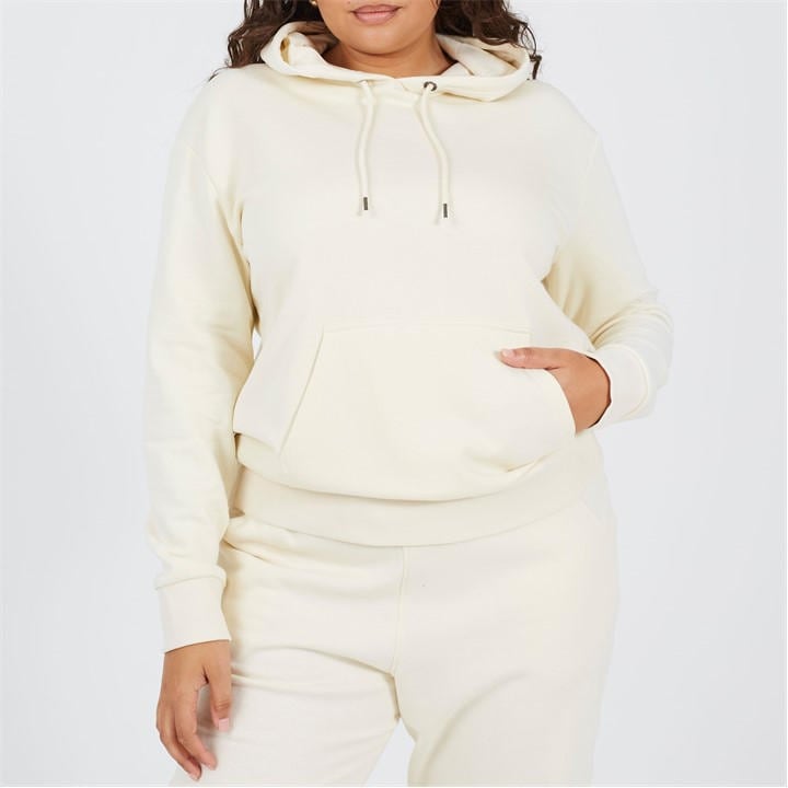 Brave Soul Women's Cream Plus Size Pullover Hooded Sweatshirt With Kangaroo Pocket in Size 20, Sports Direct