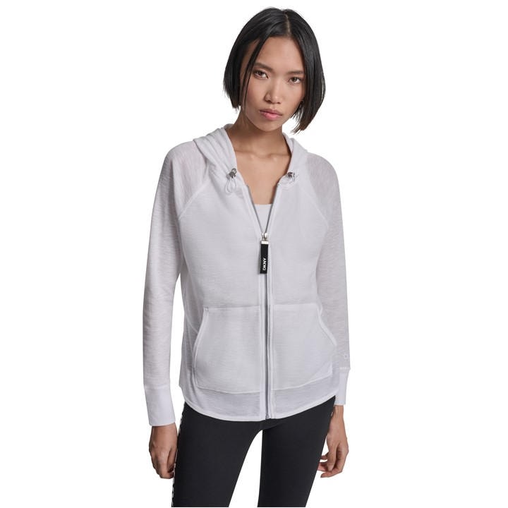 Dkny Women's White Zip Hoodie in Size 8, Sports Direct