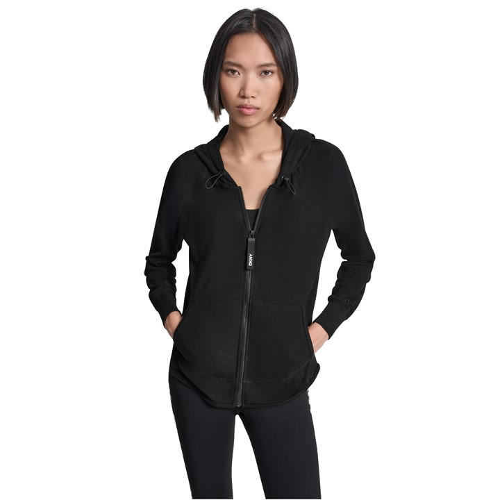 Dkny Women's Black Zip Hoodie in Size 8, Sports Direct