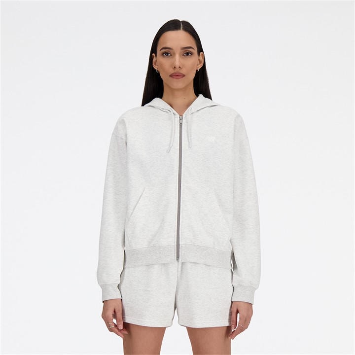 New Balance Women's Grey French Terry Full-Zip Hoodie in Size 14, Sports Direct