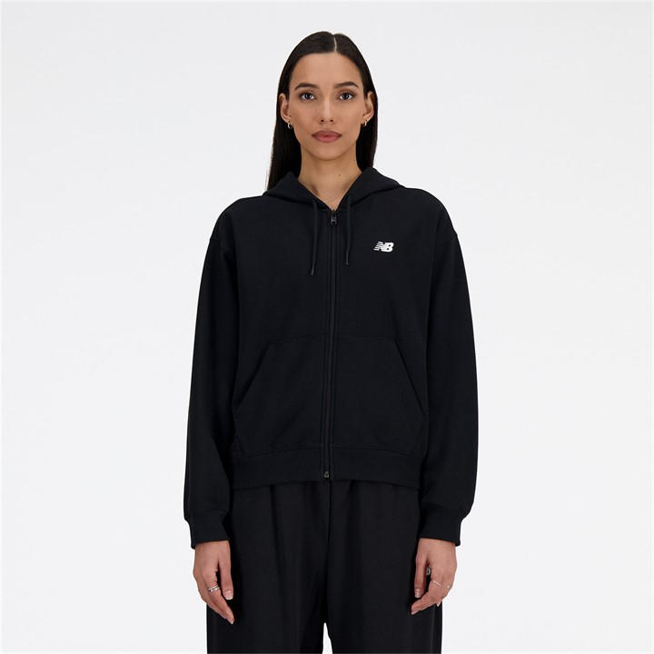 New Balance Women's Black French Terry Full-Zip Hoodie in Size 14, Sports Direct