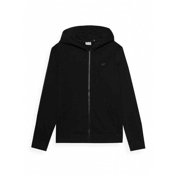 4F Women's Black Cotton Mix Long Sleeve Zip Hoodie in Size 14, Sports Direct