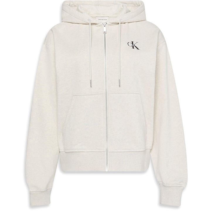Calvin Klein Jeans Women's White Monologo French Terry Hoodie in Size 14, Sports Direct
