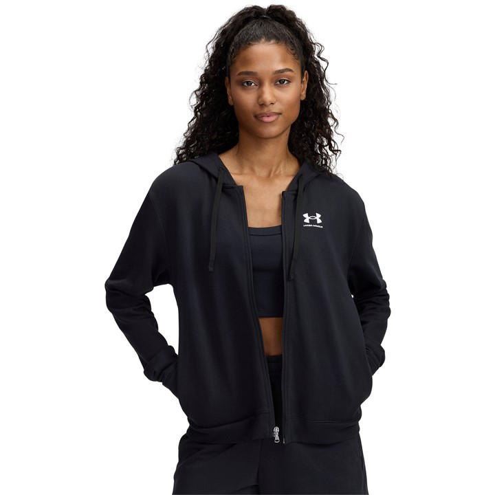 Under Armour Women's Black Rival Terry Full Zip Hoodie in Size 10, Sports Direct