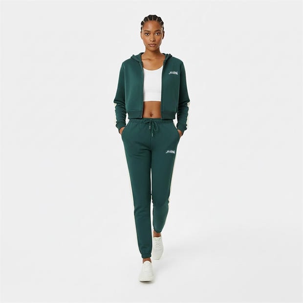 Green/White - Jack Wills - Women's Script Cotton Long Sleeve Oversized Fit Zip Hoodie